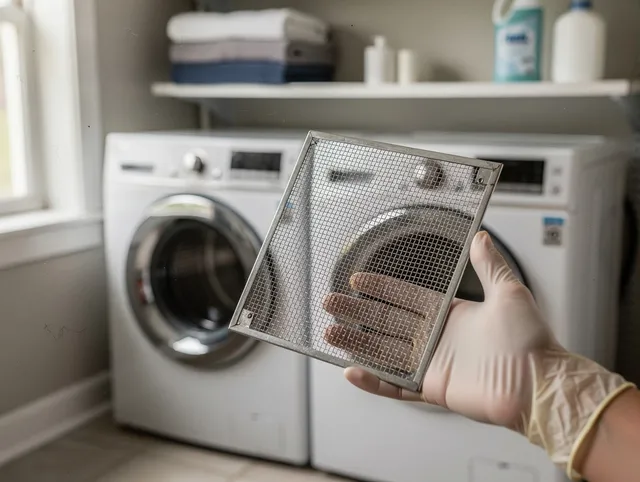 Paramount Dryer Vent Cleaning specialist performing detailed lint trap cleaning service in Paramount